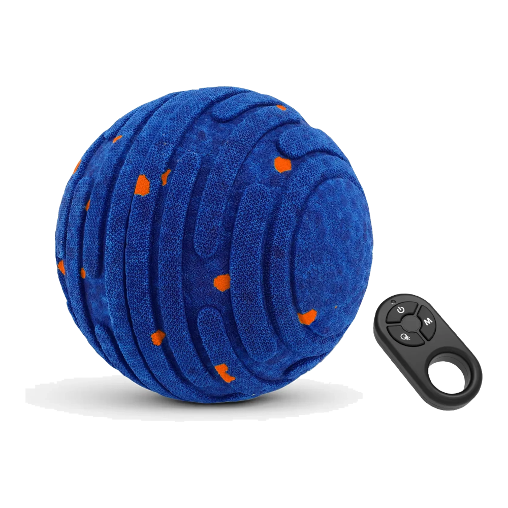 Balle interactive pour chien bleue à pois orange avec télécommande
