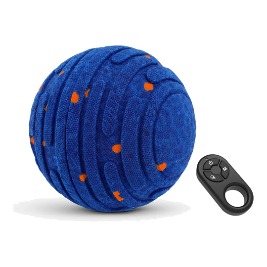 Balle interactive pour chien bleue à pois orange avec télécommande