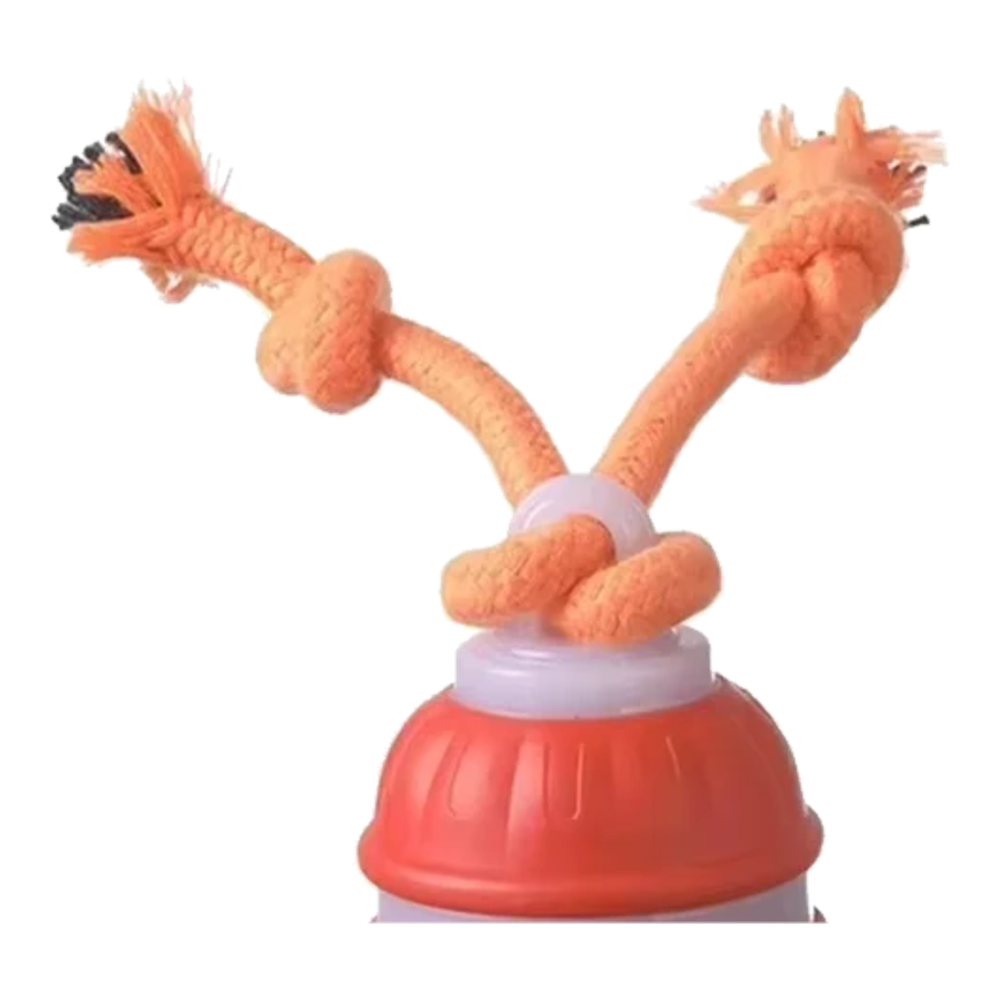 Balle interactive pour chien avec cordes, orange