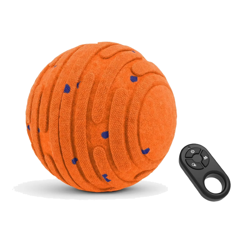 Balle interactive pour chien orange à pois bleus avec télécommande