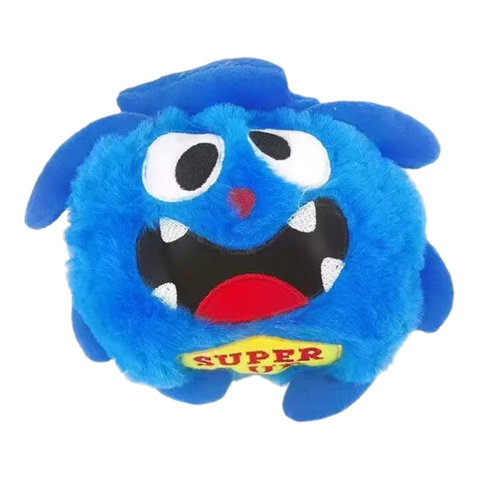 Balle interactive pour chien avec housse en peluche bleue