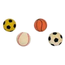 Balle chien semi-rigide motif sport, 6 cm