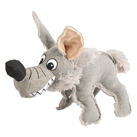Peluche chien coyote sonore gris, 28 cm