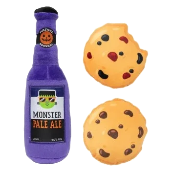 Peluche d'Halloween pour chien FuzzYard Monster Pale Ale, lot de 3