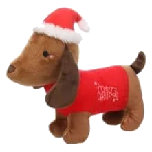 Peluche de Noël chien teckel sonore Flamingo