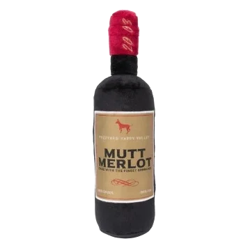 Peluche chien FuzzYard bouteille de vin Mutt Merlot avec couineur