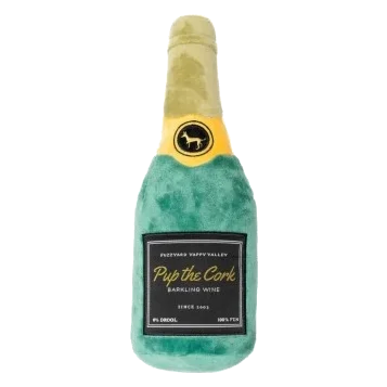 Peluche chien FuzzYard bouteille Pup The Cork avec couineur