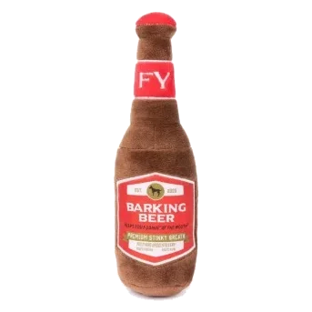 Peluche pour chien FuzzYard Barking Beer en forme de bouteille de bière
