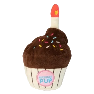 Peluche chien FuzzYard cupcake d'anniversaire avec couineur