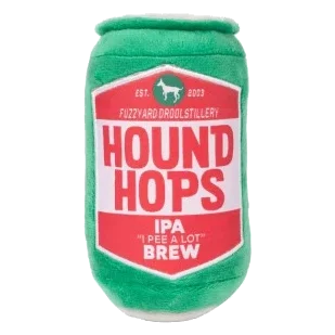 Peluche chien FuzzYard canette de bière Hound Hops avec couineur