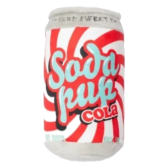 Peluche chien FuzzYard canette de soda Soda Pup Cola avec couineur
