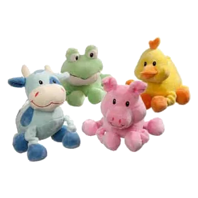 Peluches chien animaux 16 cm : canard, cochon, grenouille ou poulet