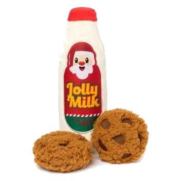 Peluches de Noël pour chien FuzzYard Jolly Milk & Cookies, lot de 3