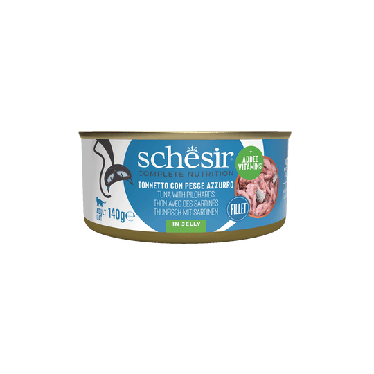 Pâtée chat Schesir thon avec sardines, boîte 140 g