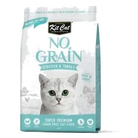 Croquettes pour chat sans céréales Kit Cat No Grain poulet et dinde, 1 kg