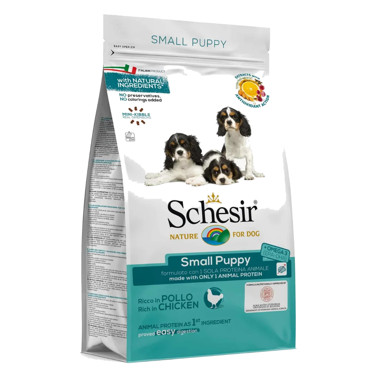 Croquettes chiot Schesir Small Puppy poulet pour petites races, 2 kg