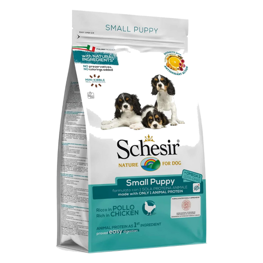 Croquettes chiot Schesir Small Puppy poulet pour petites races, 2 kg