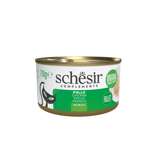 Pâtée chat Schesir filets de poulet en gelée, boîte 70 g