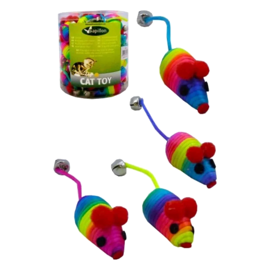 Souris arc-en-ciel à grelot pour chat, 5 cm