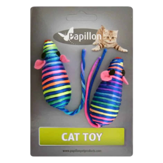 Souris arc-en-ciel à grelot pour chat, 7 cm, blister de 2