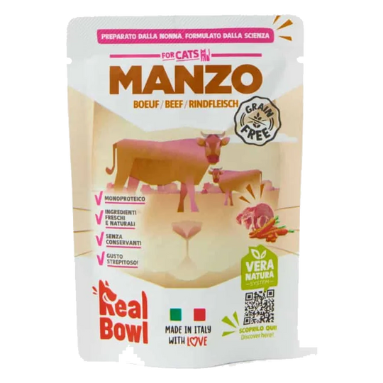 Pâtée chat Real Bowl bœuf frais, 80 g