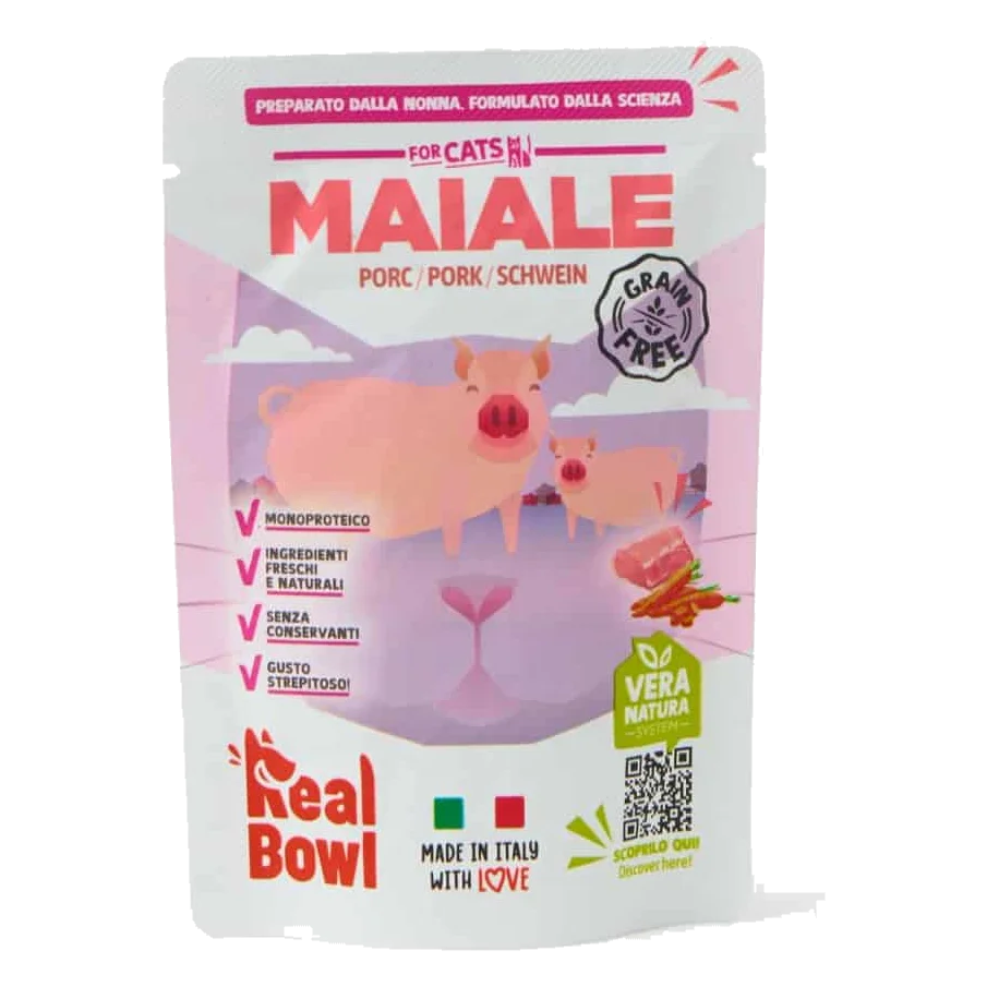 Pâtée chat Real Bowl porc frais, 80 g
