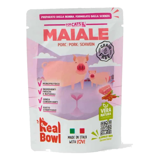 Pâtée chat Real Bowl porc frais, 80 g