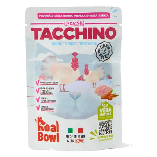 Pâtée chat Real Bowl dinde frais, 80 g