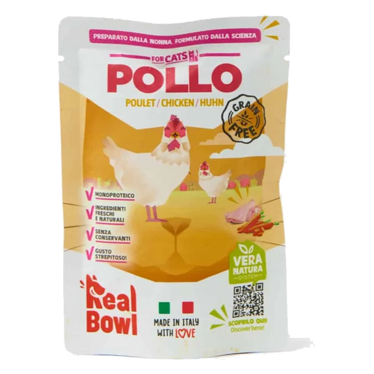 Pâtée chat Real Bowl poulet frais, 80 g