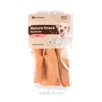 Rouleaux de peau de porc déshydratée pour chien Flamingo 12 cm, x3