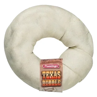 Friandise à mâcher chien donut Texas Bubble en peau de bœuf, 15 cm