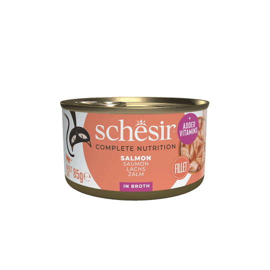 Pâtée chat Schesir saumon au naturel, boîte 85 g