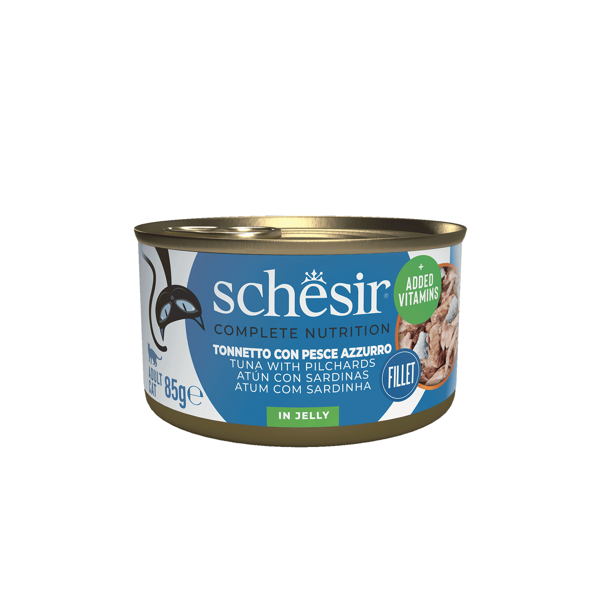 Pâtée chat Schesir thon avec sardines, boîte 85 g