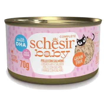 Pâtée chat Schesir Baby filets de poulet avec saumon, 70 g