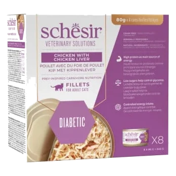 Pâtée chat Schesir Diabetes Control en filets poulet avec foie, 80 g