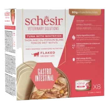 Pâtée chat Schesir Gastro-intestinal émietté thon avec poisson blanc