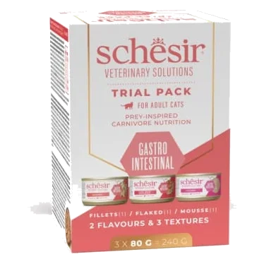 Schesir Gastro-intestinal pack d’essai diète vétérinaire chat, 3 × 80 g