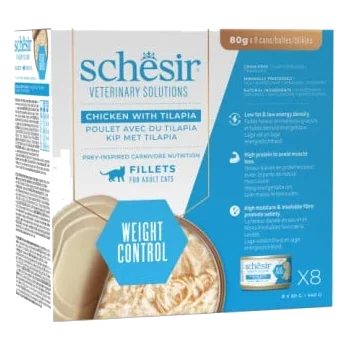 Pâtée chat Schesir Weight Loss en filets poulet avec tilapia