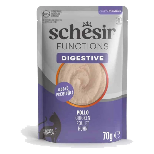 Pâtée chat Schesir Functions Digestive mousse poulet, 70 g