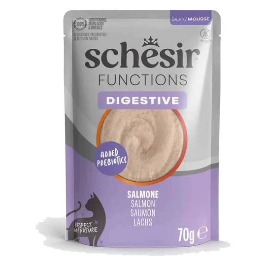 Pâtée chat Schesir Functions Digestive mousse saumon, 70 g
