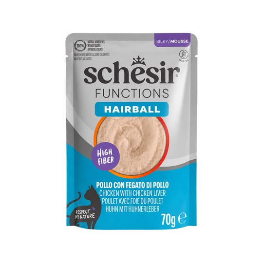 Pâtée chat Schesir Functions Hairball poulet, 70 g