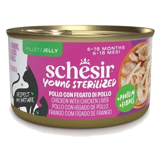 Pâtée chat Schesir Chaton stérilisé poulet avec foie de poulet, 85 g