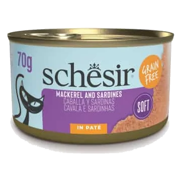 Pâtée chat Schesir Grill pâté maquereau avec sardines, 70 g
