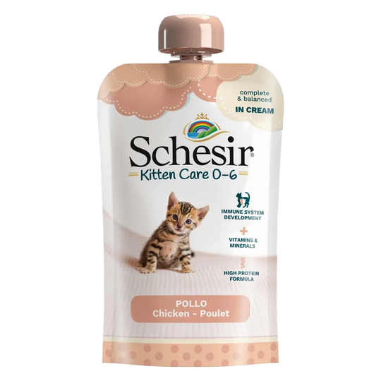 Pâtée chat Schesir Crème chaton 0–6 mois poulet, 150 g
