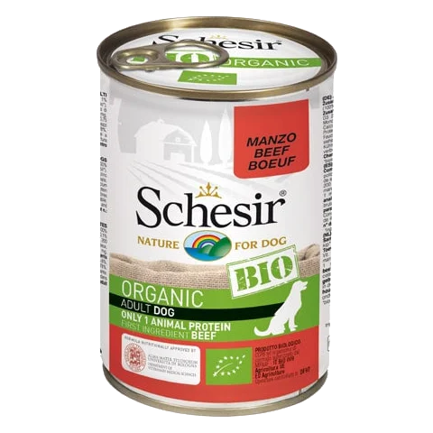 Pâtée chien Schesir Bio bœuf, boîte 400 g