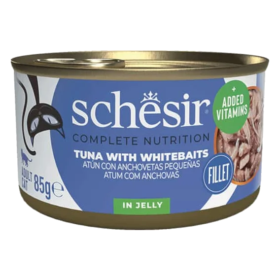 Pâtée chat Schesir thon avec petits anchois, boîte 85 g