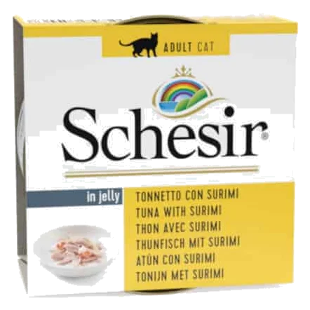 Pâtée chat Schesir thon avec surimi, boîte 85 g