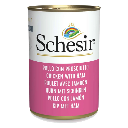 Pâtée chat Schesir filets de poulet avec jambon, boîte 140 g