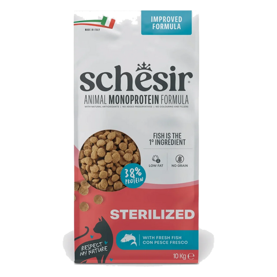 Croquettes chat Schesir Animal Protein Stérilisé poisson, 10 kg