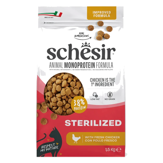 Croquettes chat Schesir Animal Protein Stérilisé poulet, 1,5 kg
